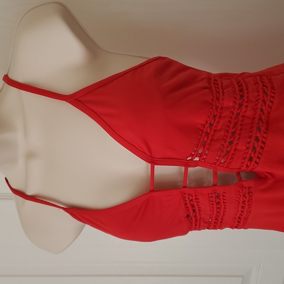 Ambrielle Red One-piece Sexy Red Bathing Suit - Picture 2 of 7